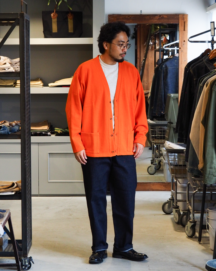 WORKERS Cotton Relax Cardigan, Orange