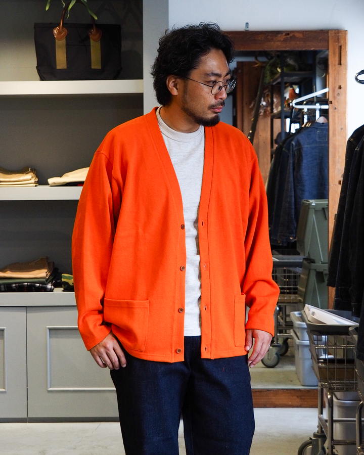 WORKERS Cotton Relax Cardigan, Orange