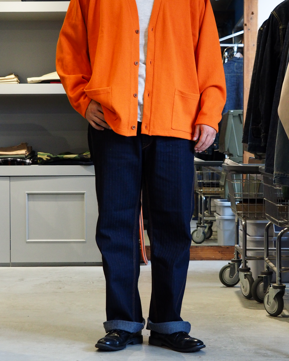 WORKERS Lot 815 Work Pants, 12 oz, Grey Back Indigo Herringbone
