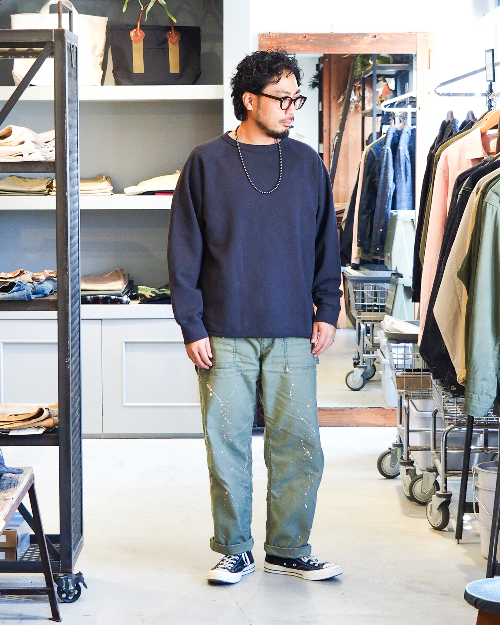 WALLA WALLA SPORT ワラワラスポーツ 13oz CREW SWEAT SHIRT Used Black