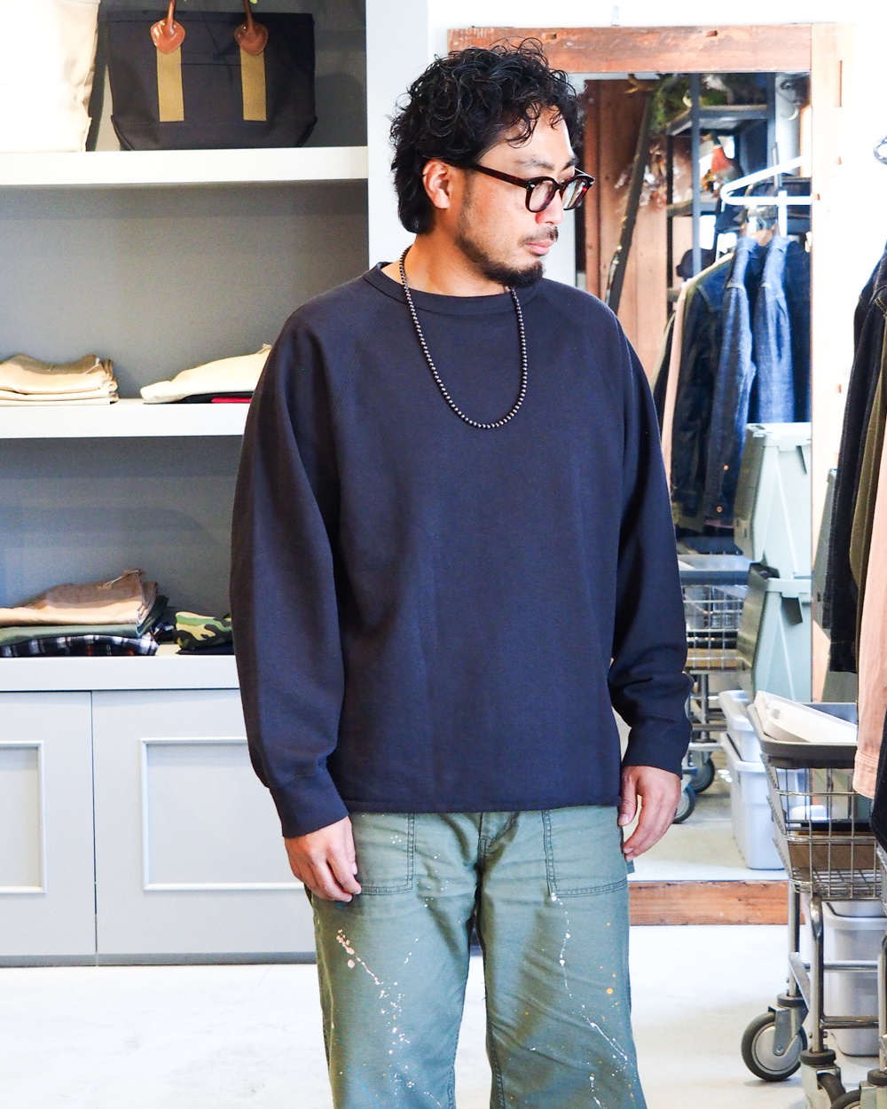 WALLA WALLA SPORT ワラワラスポーツ 13oz CREW SWEAT SHIRT Used Black