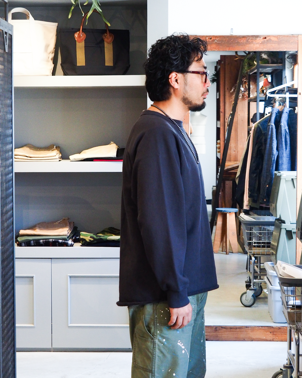 WALLA WALLA SPORT ワラワラスポーツ 13oz CREW SWEAT SHIRT Used Black