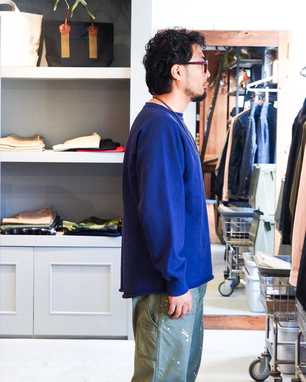 WALLA WALLA SPORT ワラワラスポーツ 13oz CREW SWEAT SHIRT Navy Purple