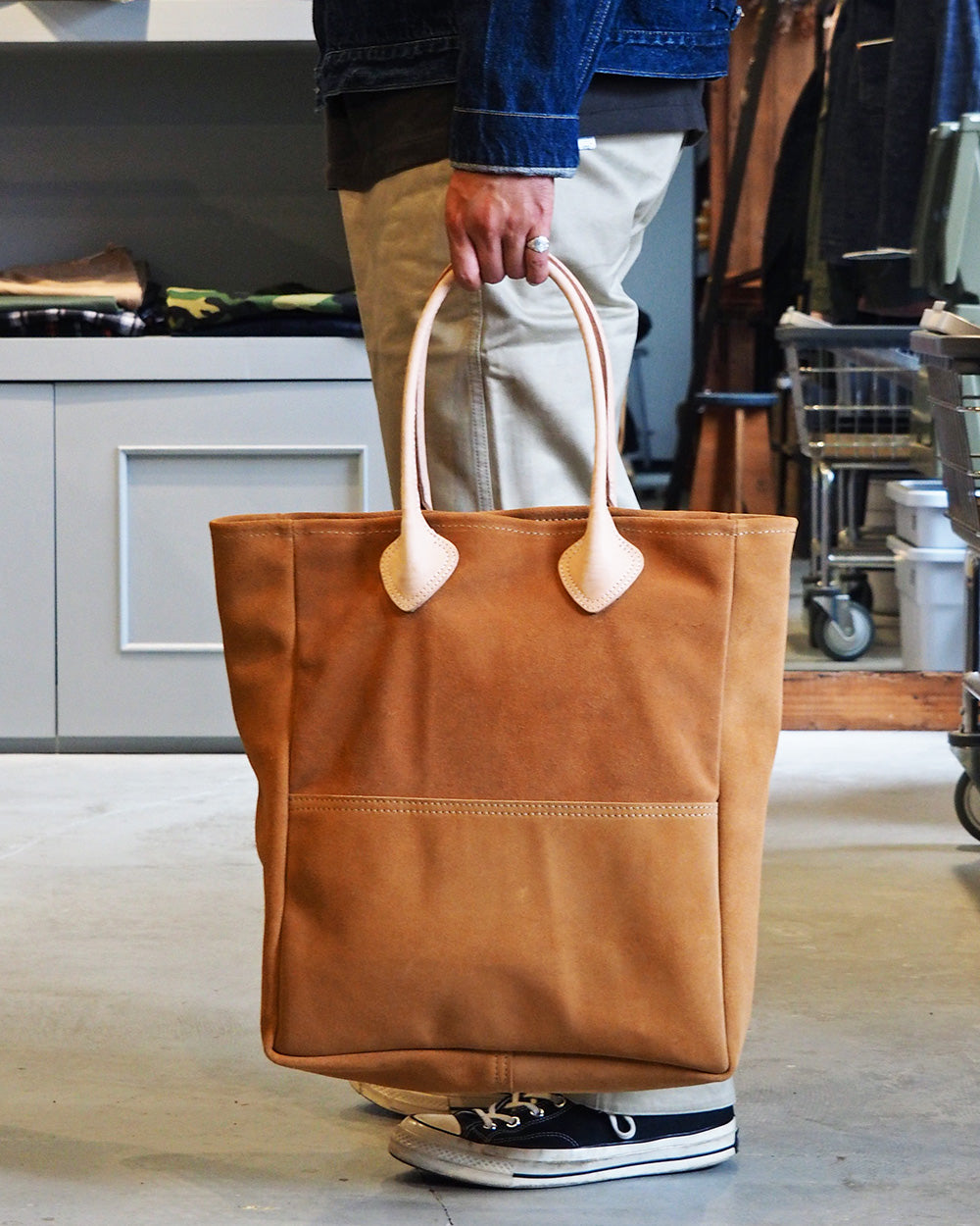 HERITAGE LEATHER ヘリテージレザー All Leather Tote Bag made in USA Sand Suede