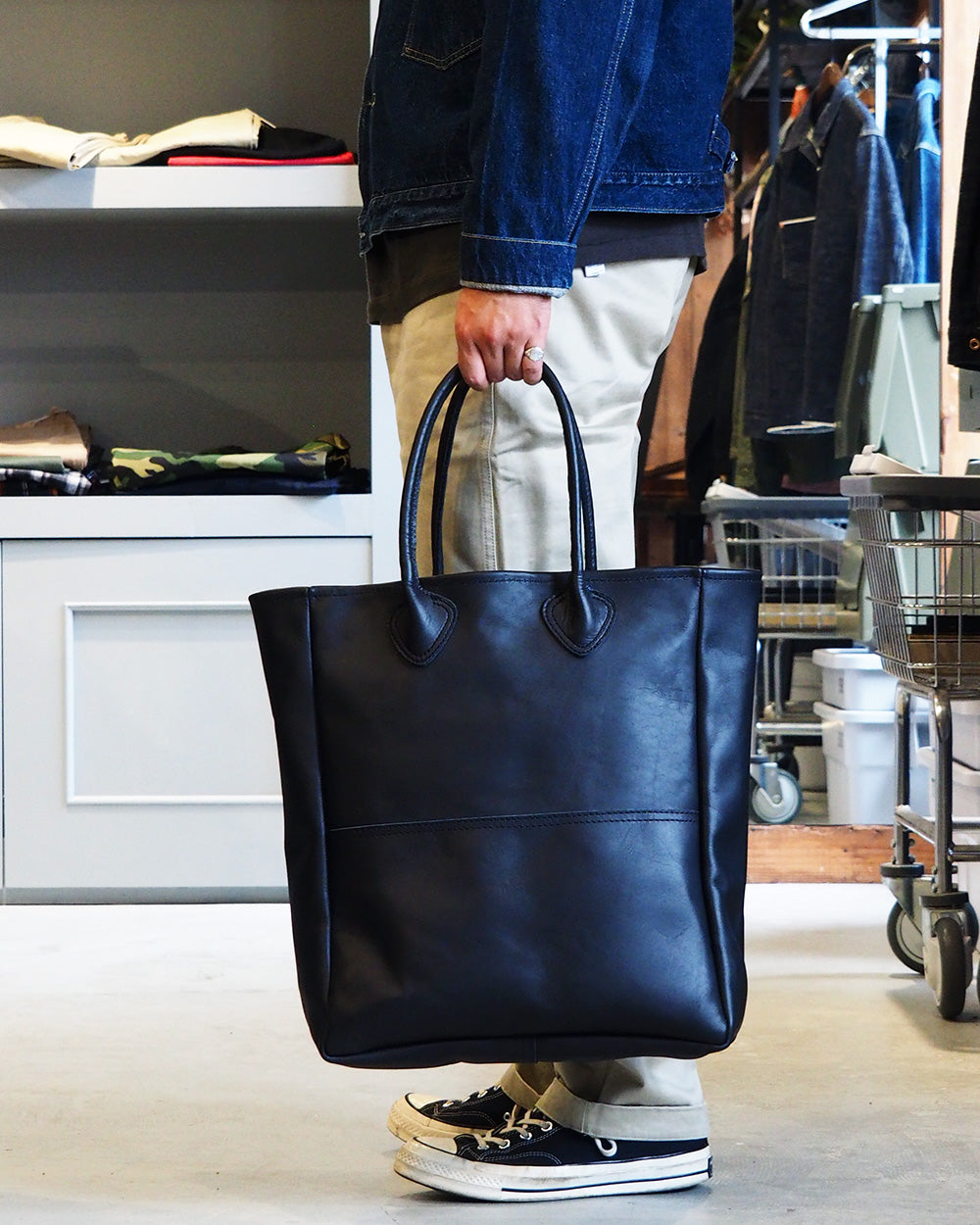HERITAGE LEATHER ヘリテージレザー All Leather Tote Bag made in USA Black