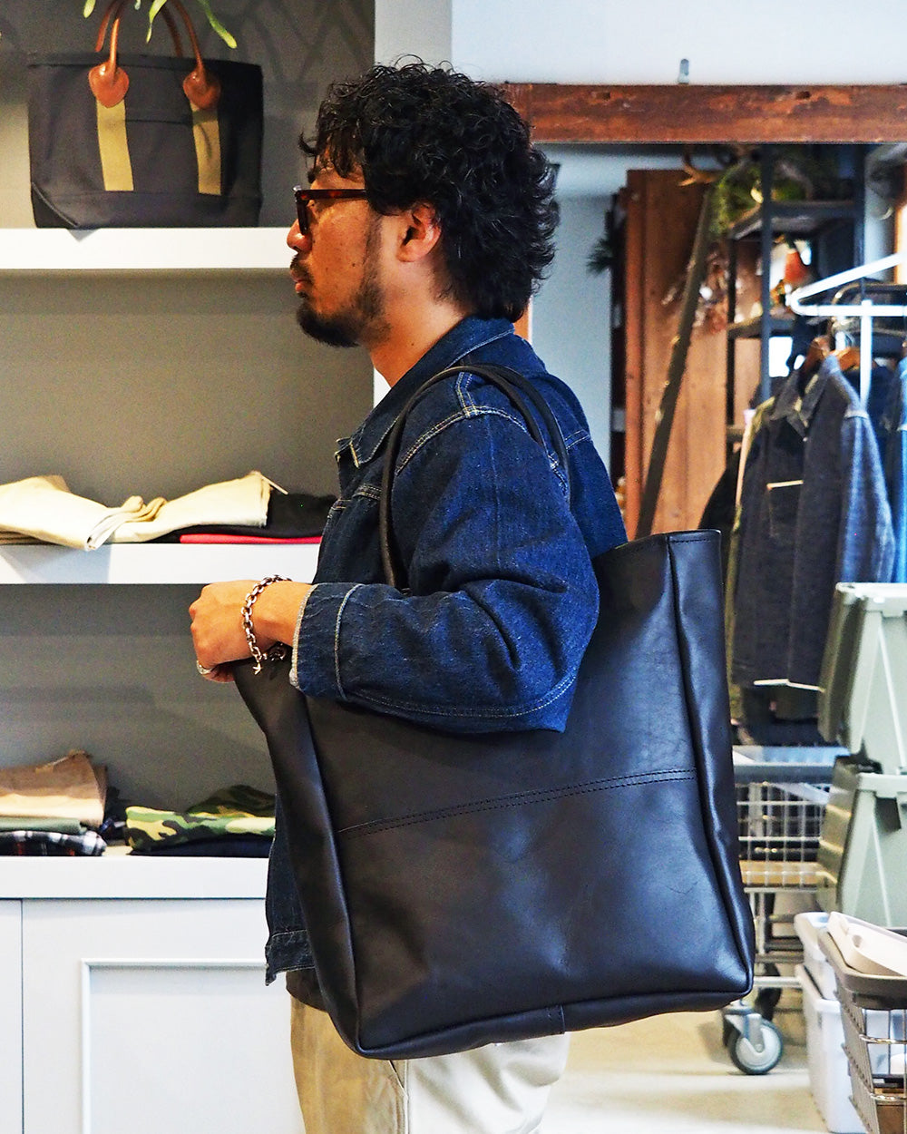 HERITAGE LEATHER ヘリテージレザー All Leather Tote Bag made in USA Black