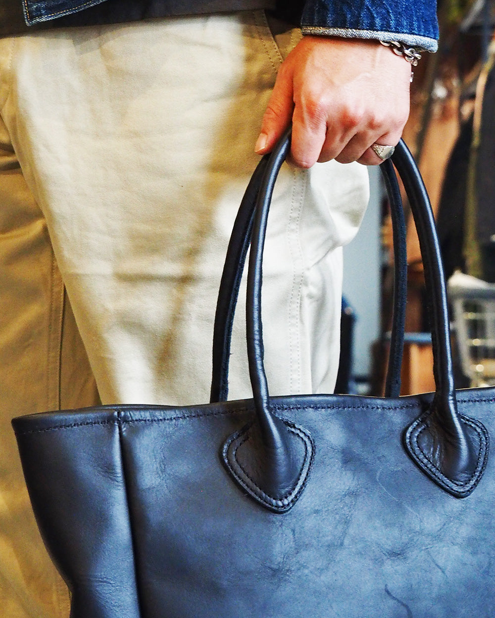 HERITAGE LEATHER ヘリテージレザー All Leather Tote Bag made in USA Black