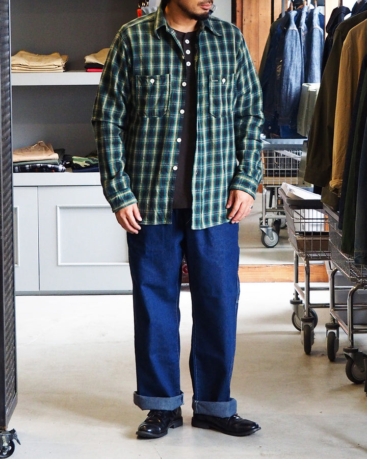John Gluckow ジョンクラッコー JG-06-2 The Everyday Flannel Shirts Pattern E Dark Green One Wash