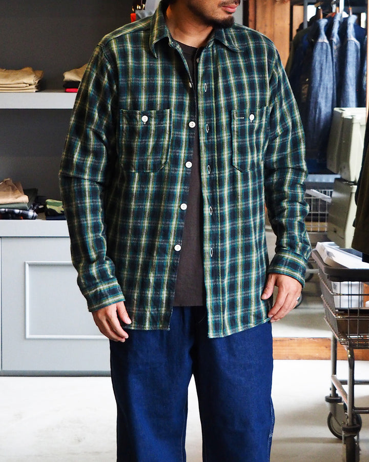 John Gluckow ジョンクラッコー JG-06-2 The Everyday Flannel Shirts Pattern E Dark Green One Wash