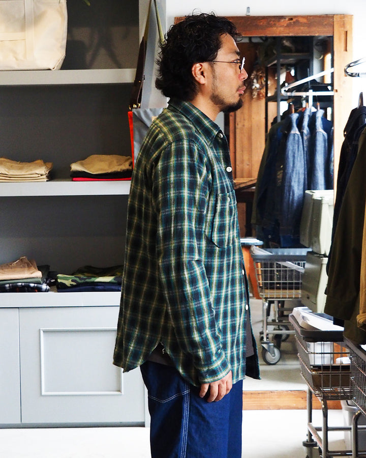 John Gluckow ジョンクラッコー JG-06-2 The Everyday Flannel Shirts E柄 ダークグリーン ワンウォッシュ