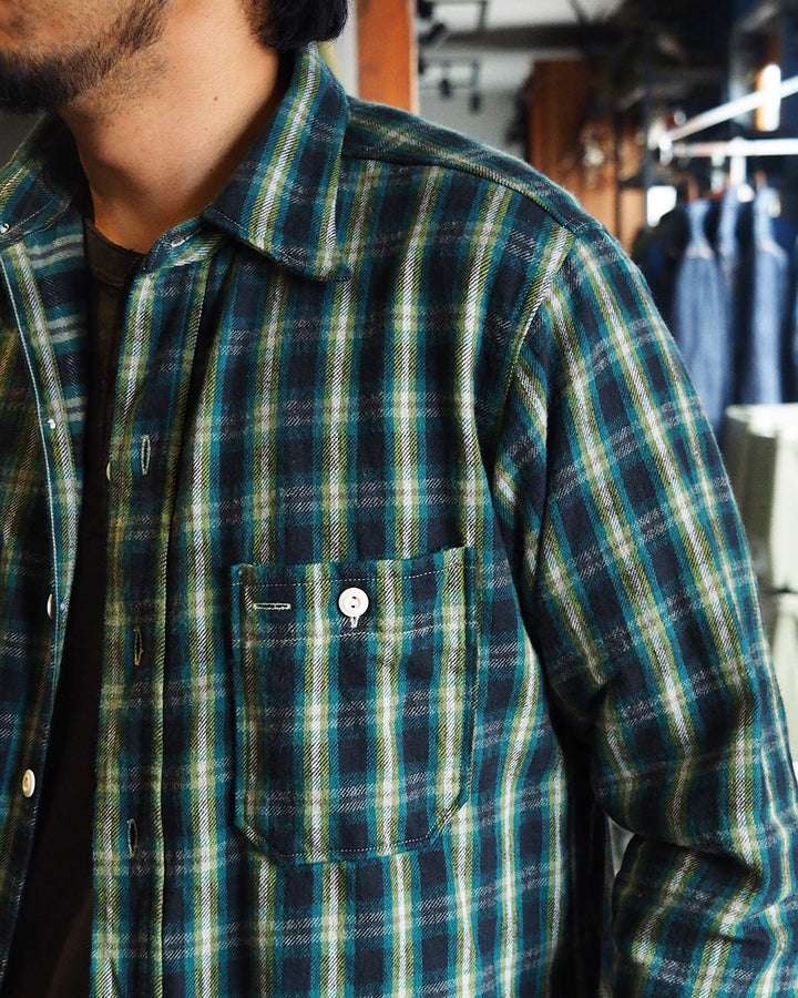 John Gluckow ジョンクラッコー JG-06-2 The Everyday Flannel Shirts Pattern E Dark Green One Wash