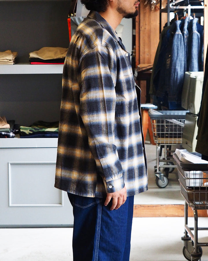 FIVE BROTHER Check One-up Collar Shirt Grey
