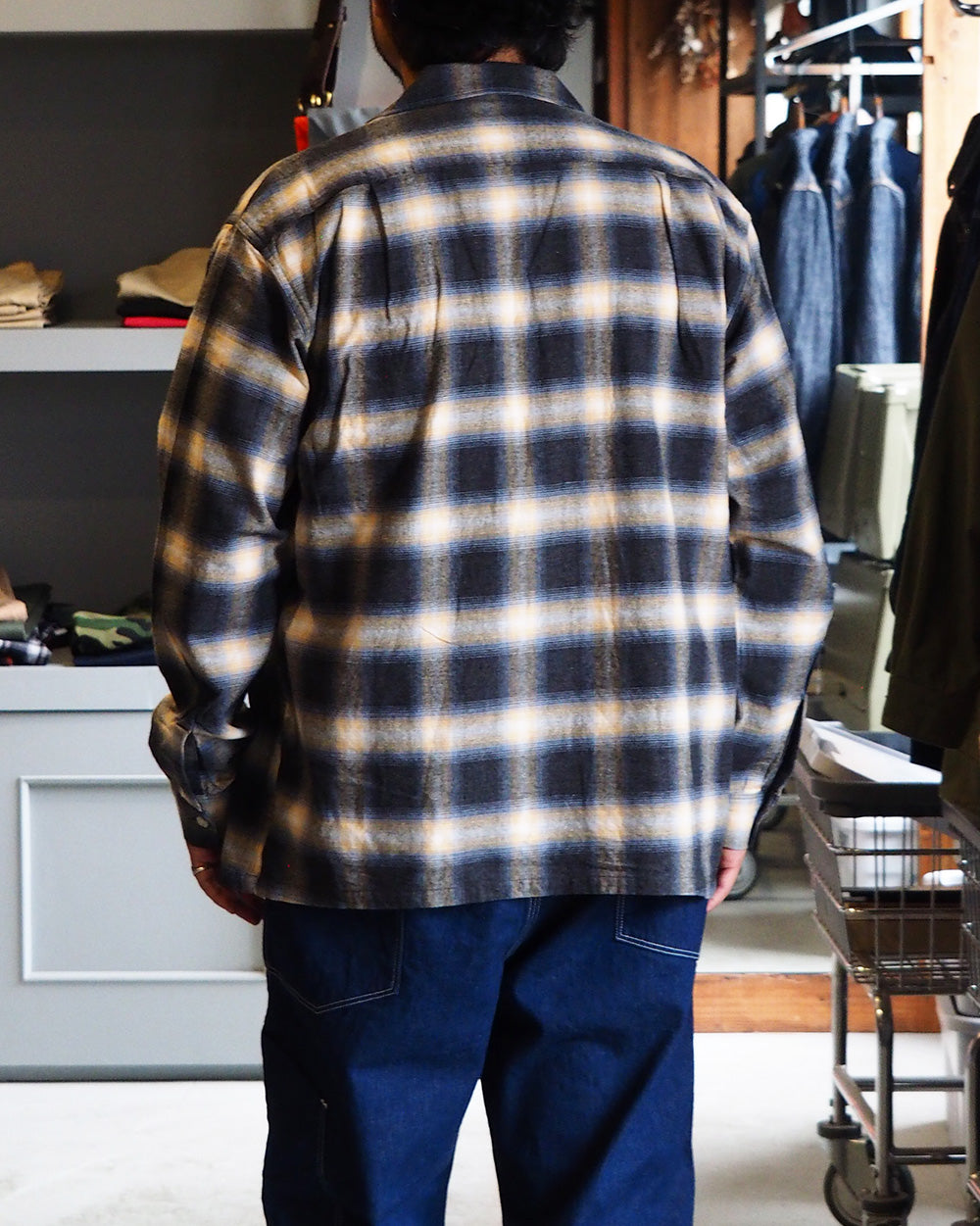 FIVE BROTHER Check One-up Collar Shirt Grey