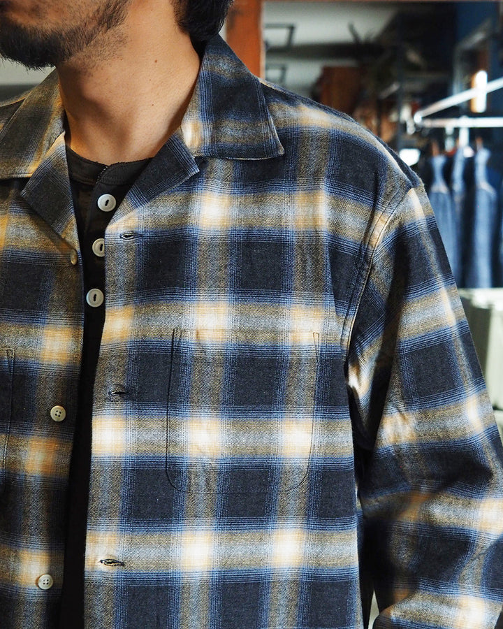 FIVE BROTHER Check One-up Collar Shirt Grey