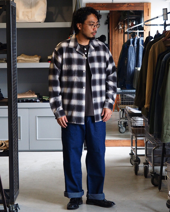 FIVE BROTHER ファイブブラザー Check One-up Collar Shirt Black