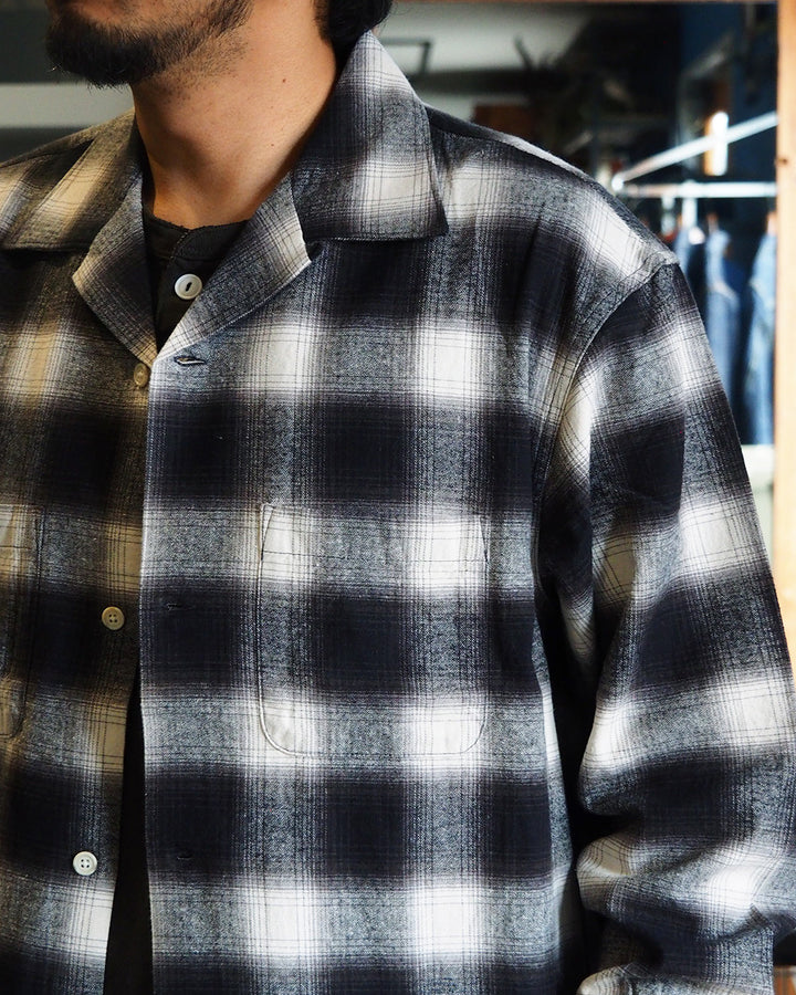FIVE BROTHER ファイブブラザー Check One-up Collar Shirt Black