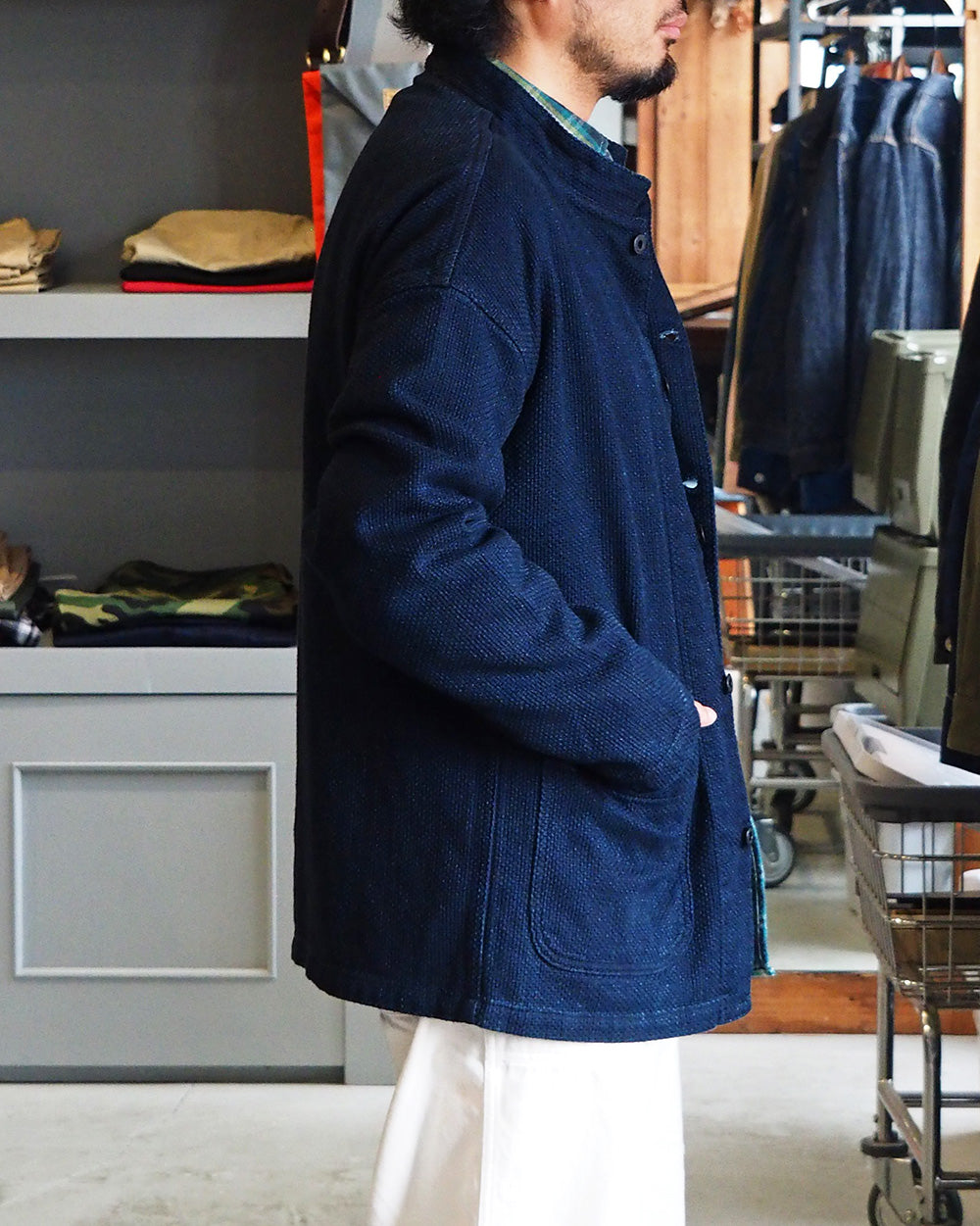 FOB FACTORY F2468 INDIGO SASHIKO JACKET