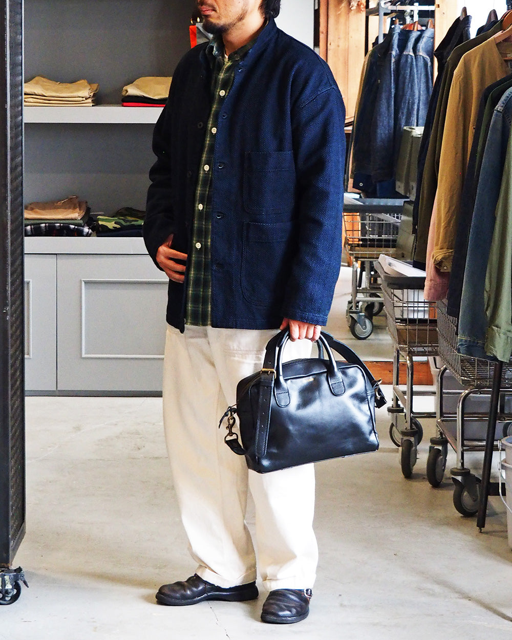 John Woodbridge &amp; Sons Makers ジョンウッドブリッジ 12inch Computer Bag with strap Black