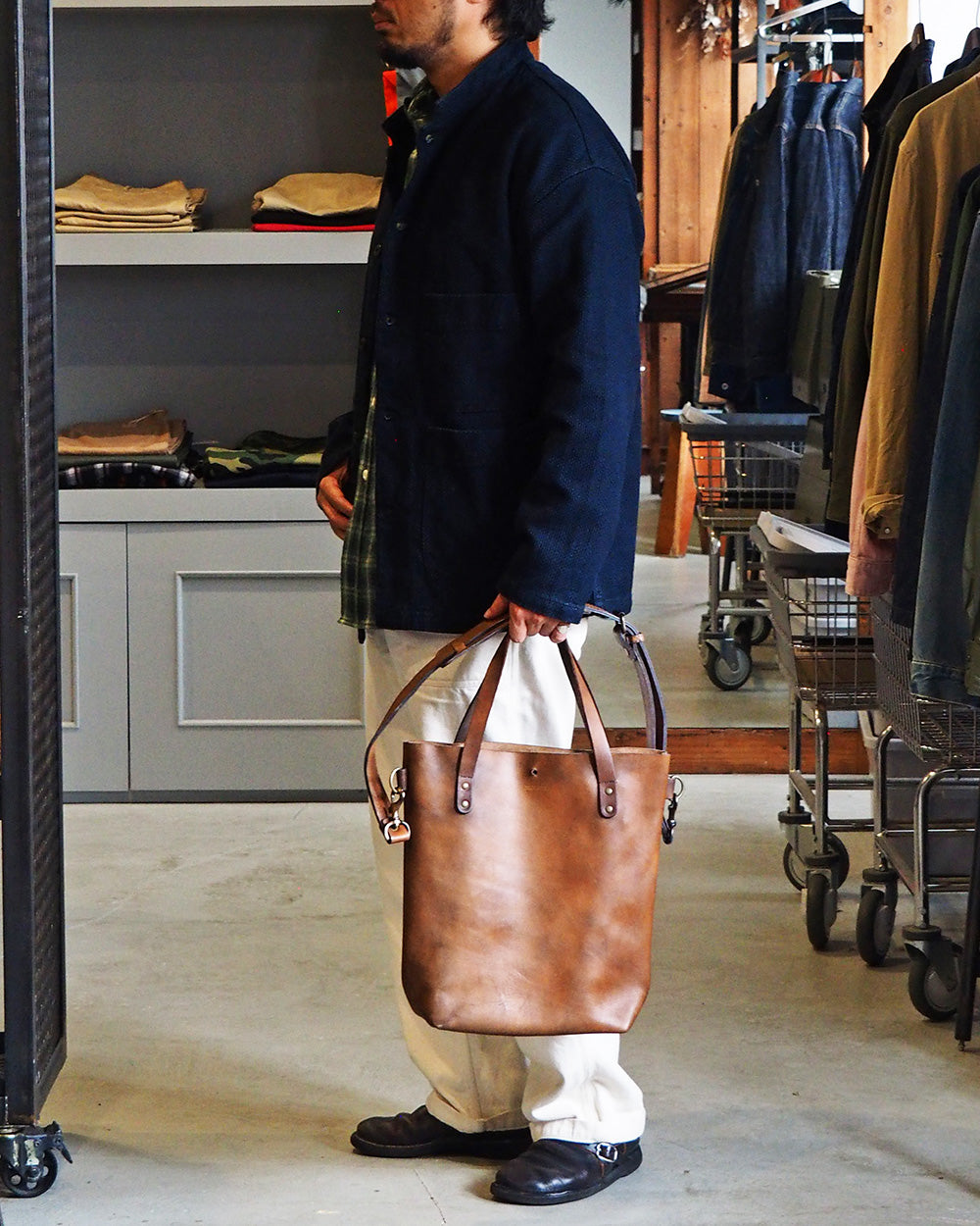 John Woodbridge &amp; Sons Makers ジョンウッドブリッジ Tote Bag Medium with strap Brown