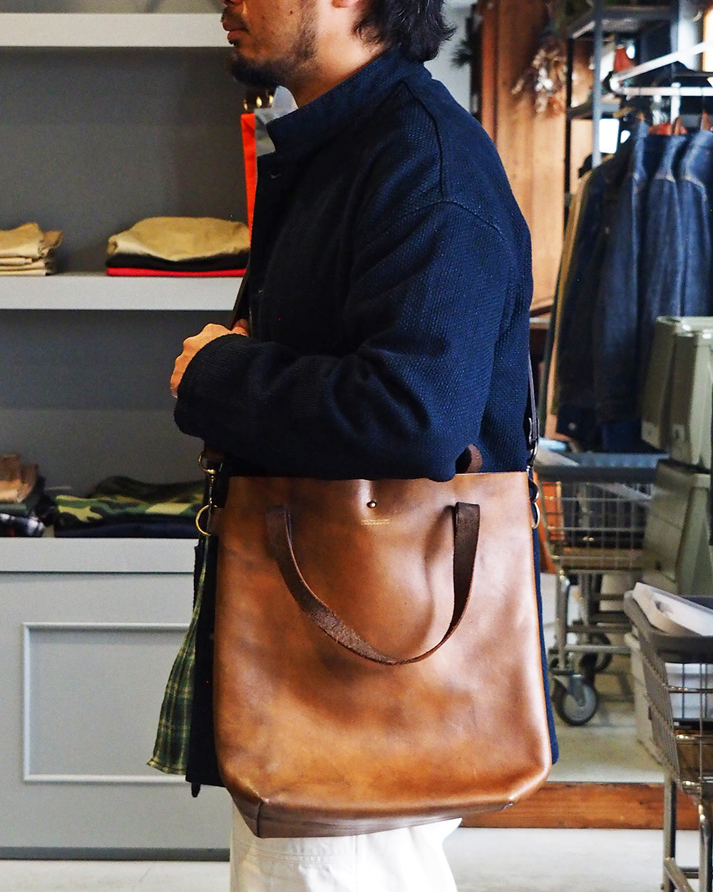 John Woodbridge &amp; Sons Makers ジョンウッドブリッジ Tote Bag Medium with strap Brown