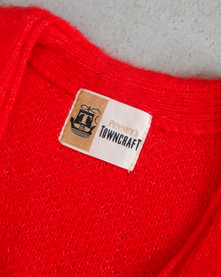 TOWN CRAFT タウンクラフト tc26f010 MOHAIR SHAGGY CARDIGAN Red