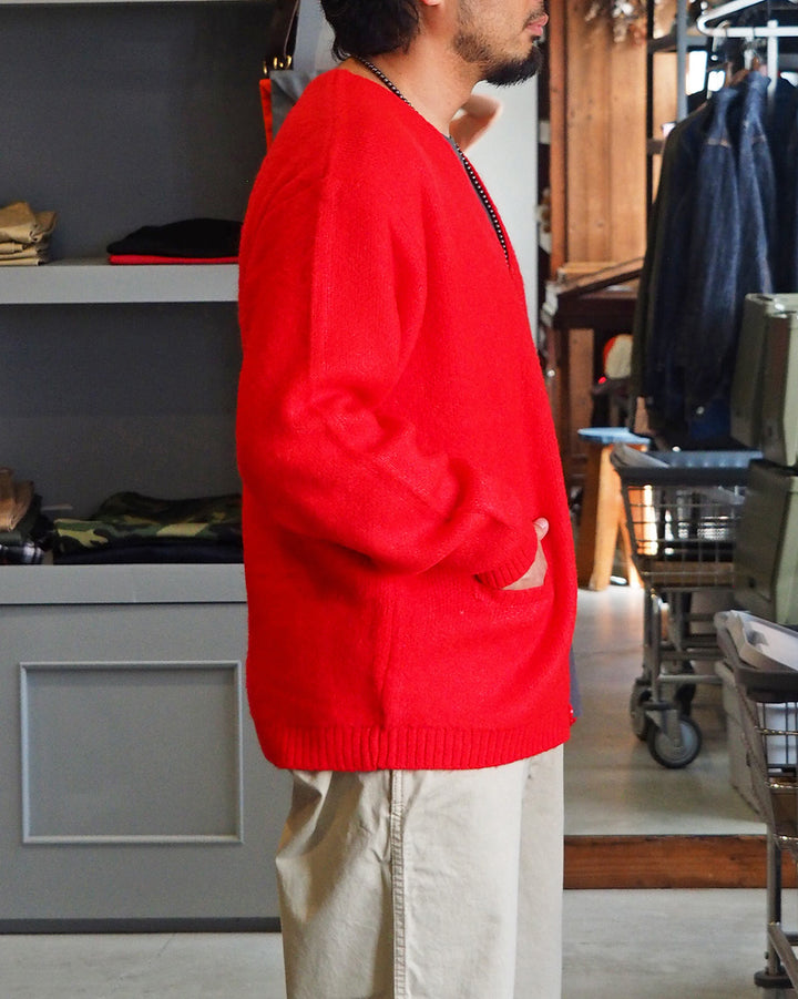 TOWN CRAFT タウンクラフト tc26f010 MOHAIR SHAGGY CARDIGAN Red