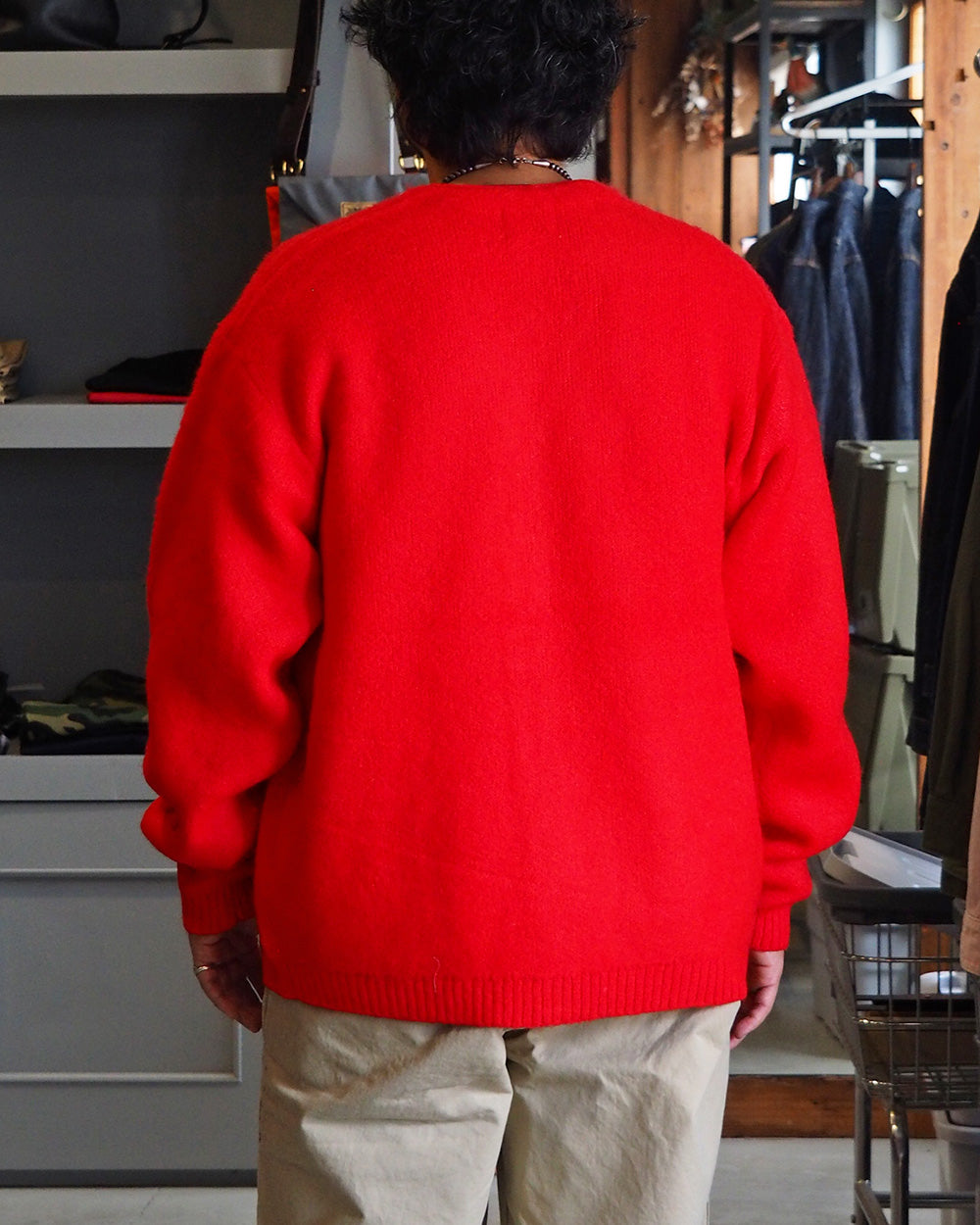 TOWN CRAFT タウンクラフト tc26f010 MOHAIR SHAGGY CARDIGAN Red