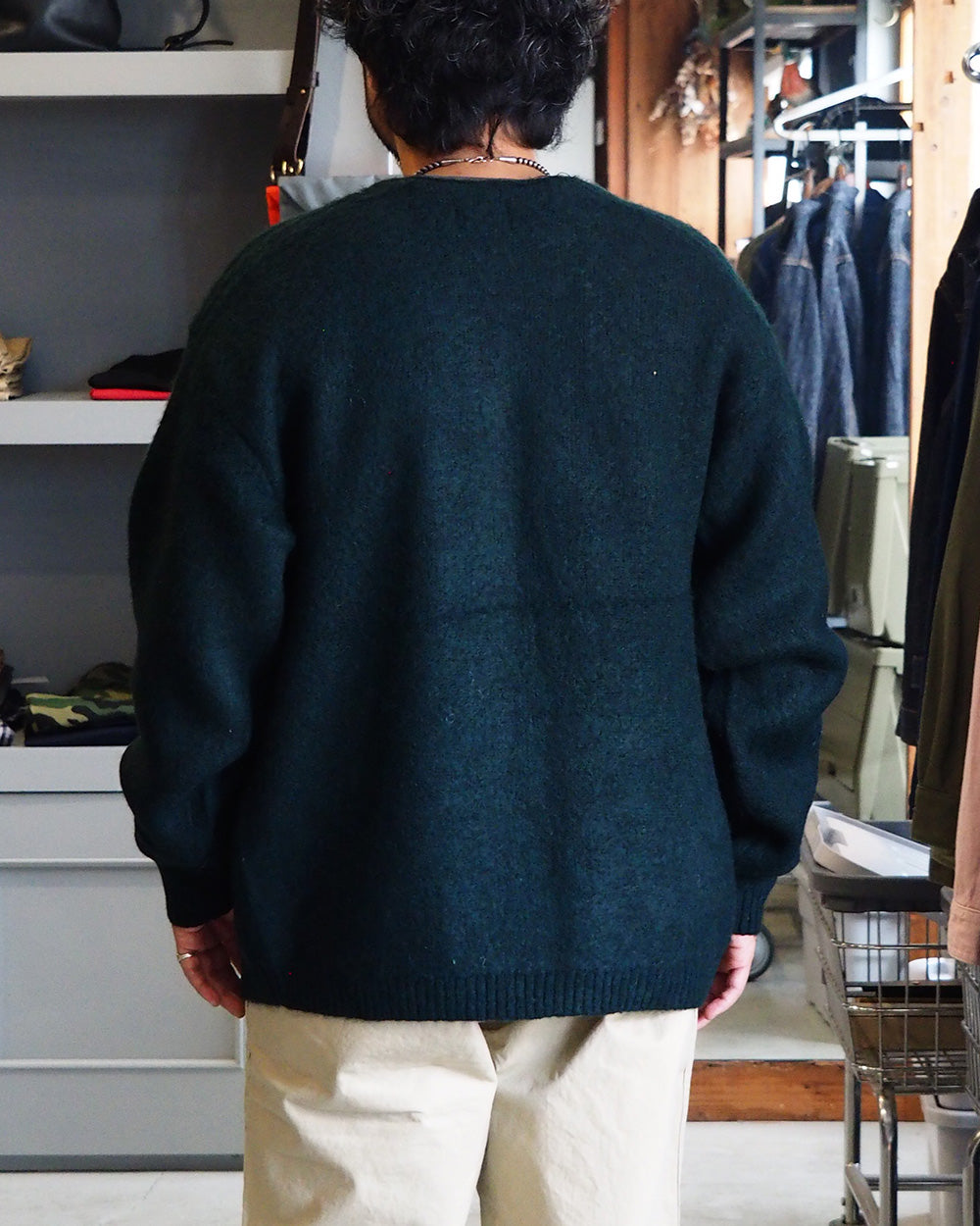 TOWN CRAFT タウンクラフト tc26f010 MOHAIR SHAGGY CARDIGAN Green