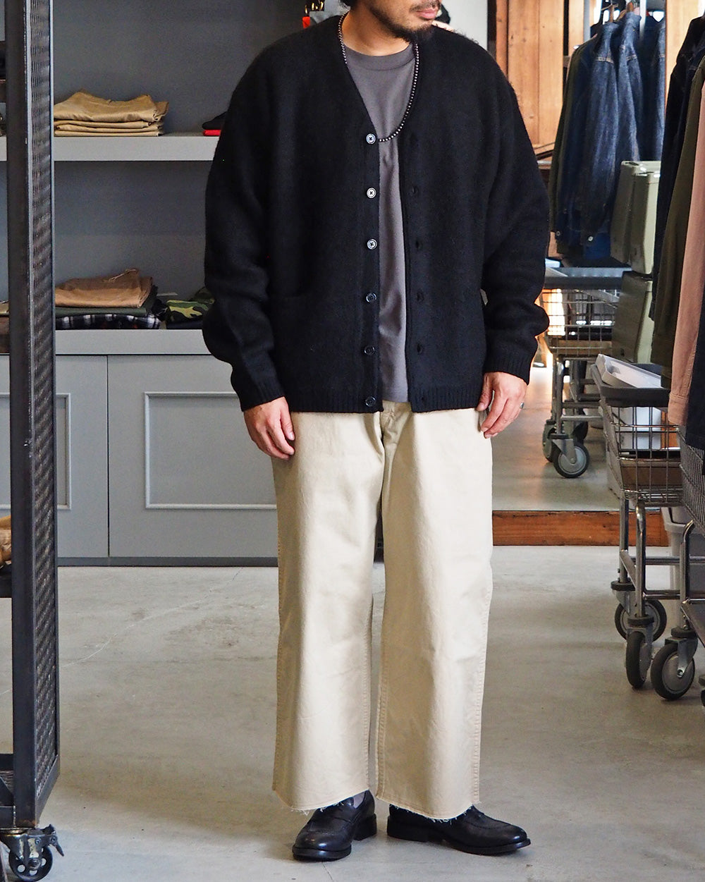 TOWN CRAFT タウンクラフト tc26f010 MOHAIR SHAGGY CARDIGAN Black