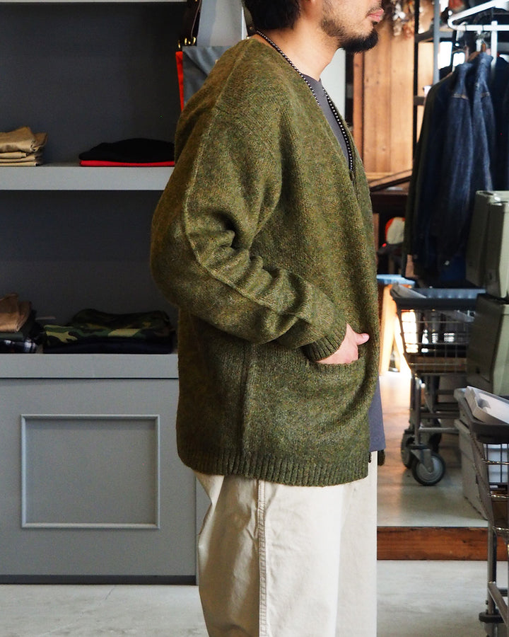 TOWN CRAFT タウンクラフト tc26f010 MOHAIR SHAGGY CARDIGAN Olive