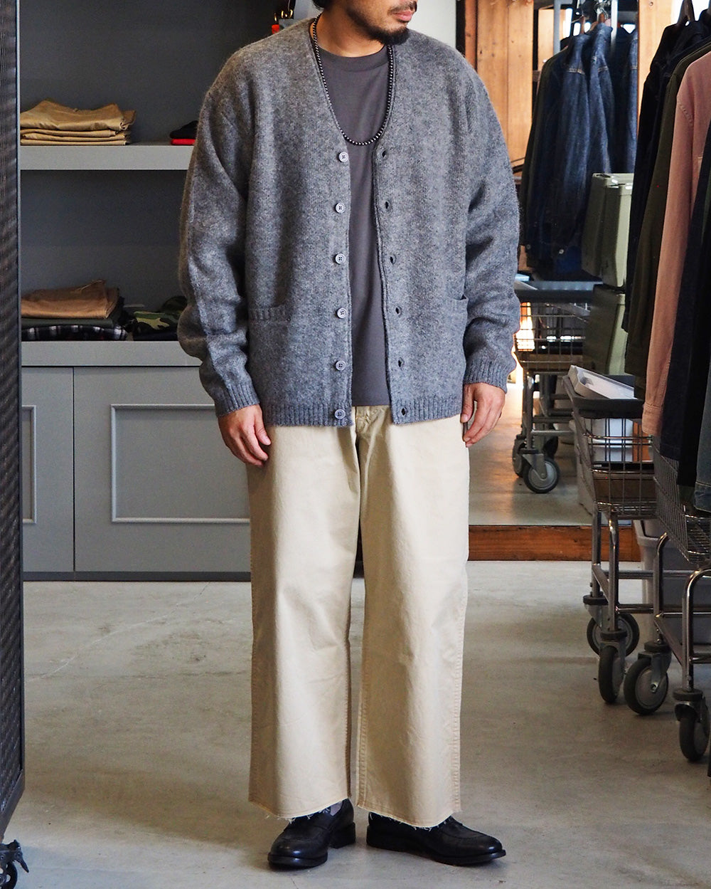 TOWN CRAFT タウンクラフト tc26f010 MOHAIR SHAGGY CARDIGAN Grey
