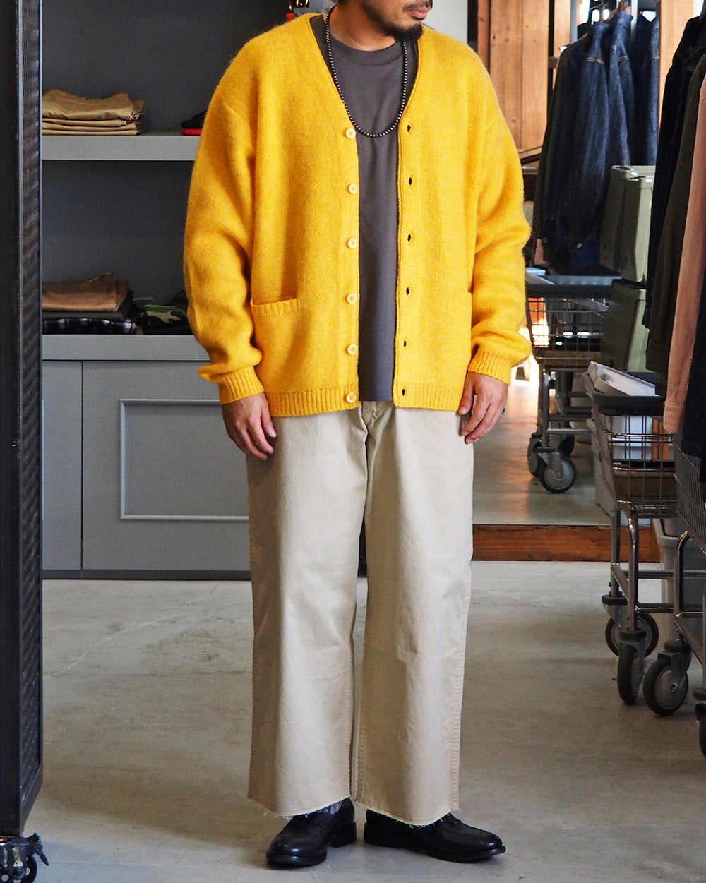 TOWN CRAFT タウンクラフト tc26f010 MOHAIR SHAGGY CARDIGAN Yellow