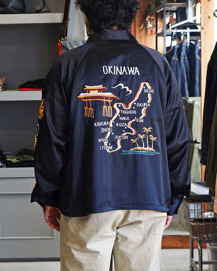 THRIFTY LOOK スリフティルック THRIFTY LOOK / OKINAWA SOUVENIR JACKET BLACK SATIN