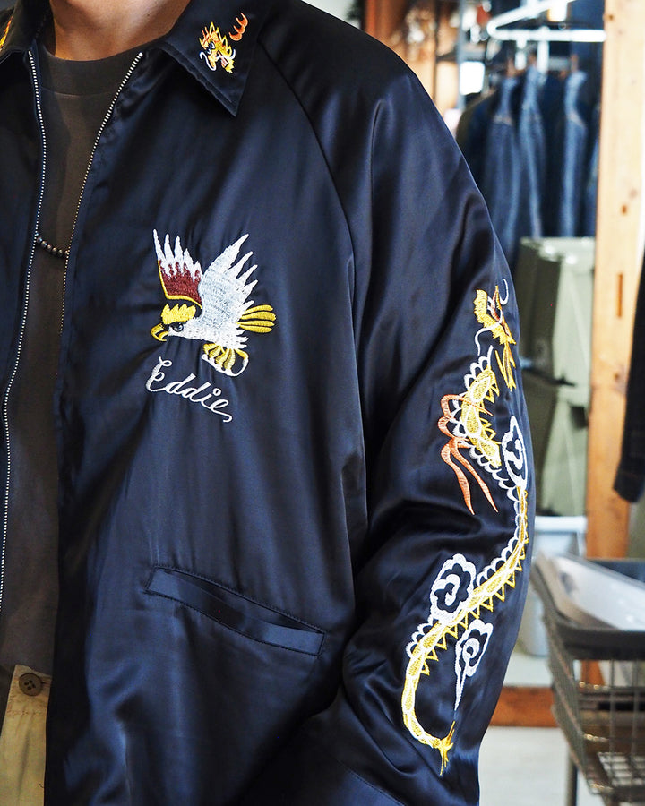 THRIFTY LOOK スリフティルック THRIFTY LOOK / OKINAWA SOUVENIR JACKET BLACK SATIN