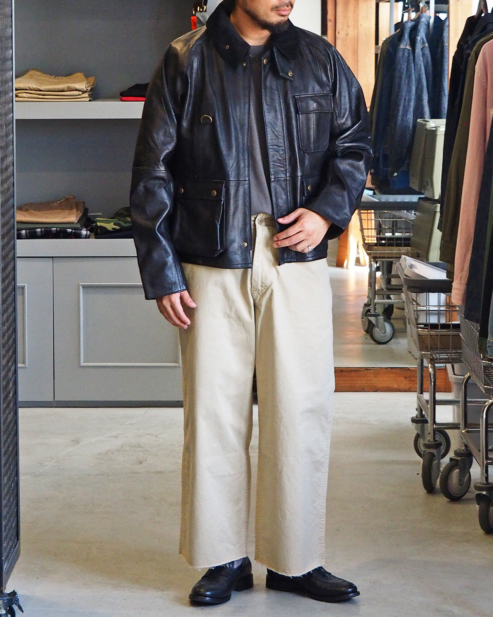 YOUSED ユーズド Remake Leather Fishing Jacket Black