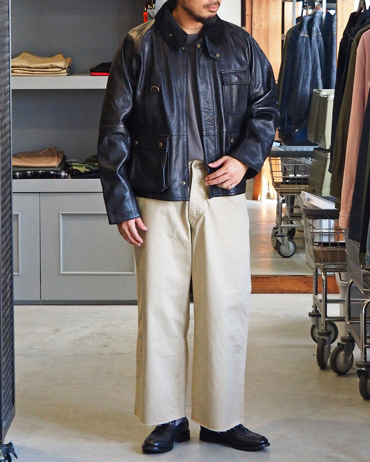 YOUSED ユーズド Remake Leather Fishing Jacket Black