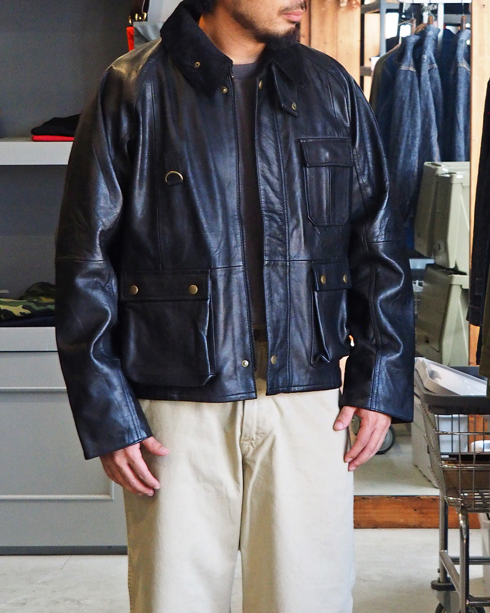 YOUSED ユーズド Remake Leather Fishing Jacket Black