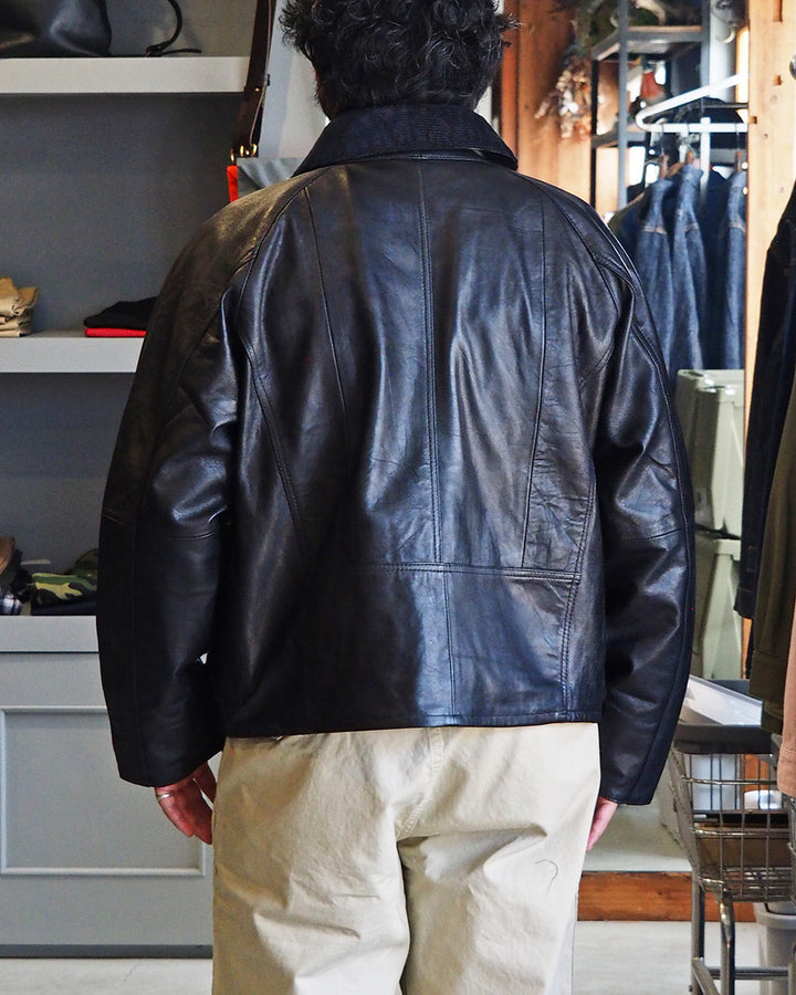 YOUSED ユーズド Remake Leather Fishing Jacket Black