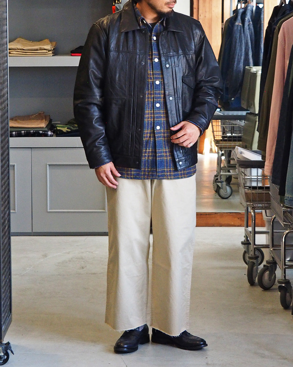YOUSED ユーズド Remake 3Pocket 1st Leather Jacket Black