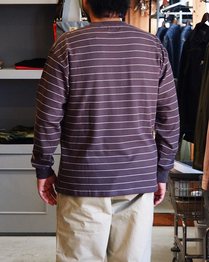 Mr.OLDMAN ミスターオールドマン Long Sleeve Waffle Border Tee Grey