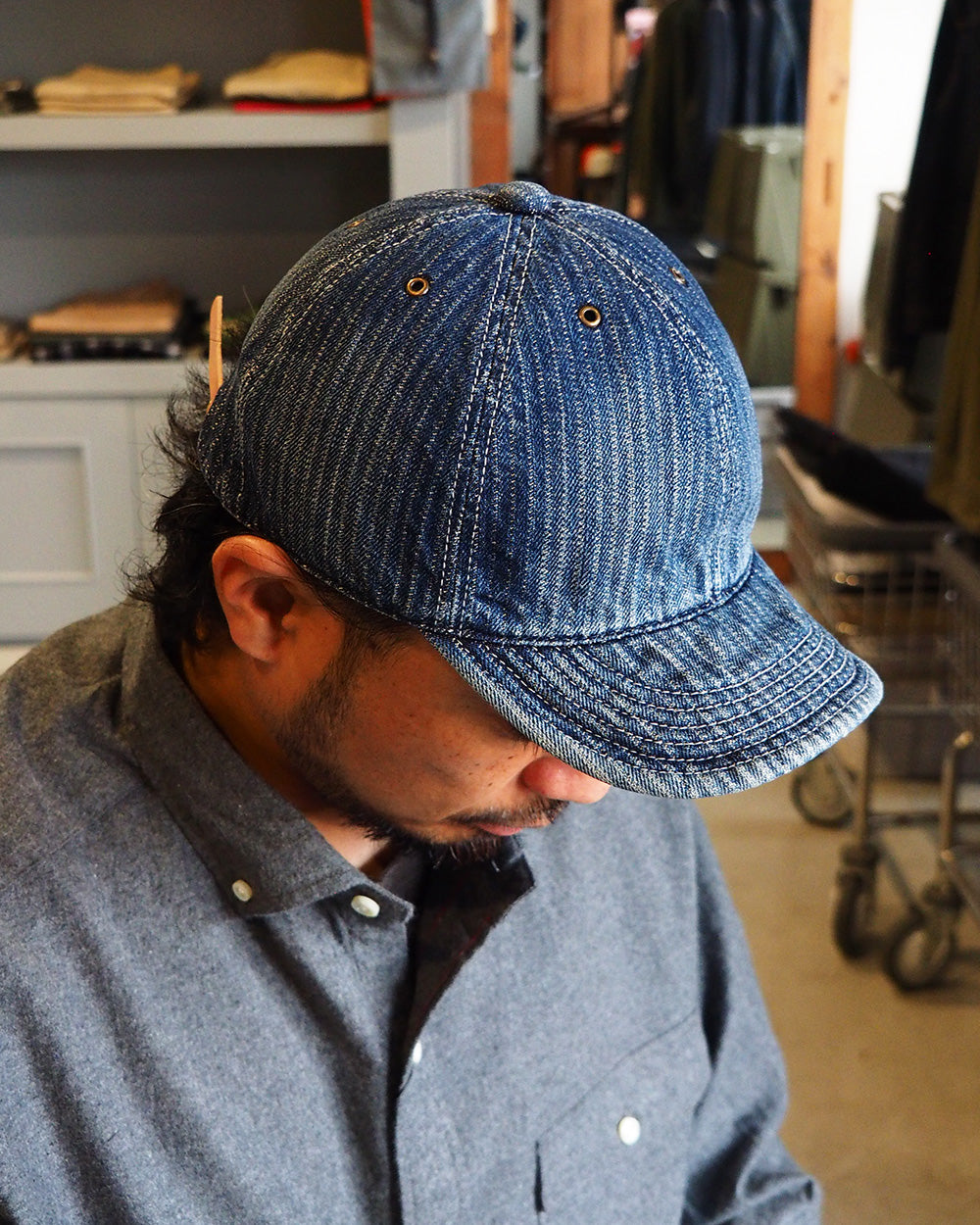 HIGHER ハイヤー HT26043 STRIPE JACQUARD DENIM CAP