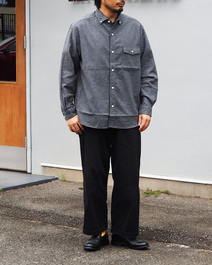 JAMES &amp; CO. STANDARD SHIRT Small Collar Big Shirt -Check- BLUE