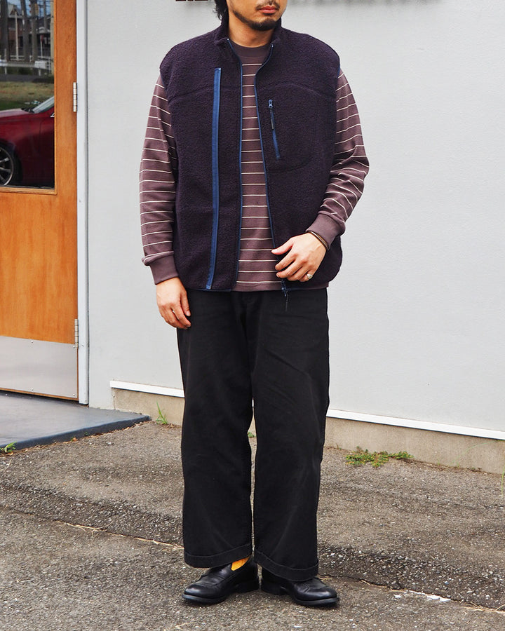 melple メイプル Marced Wool Vest Navy Brown