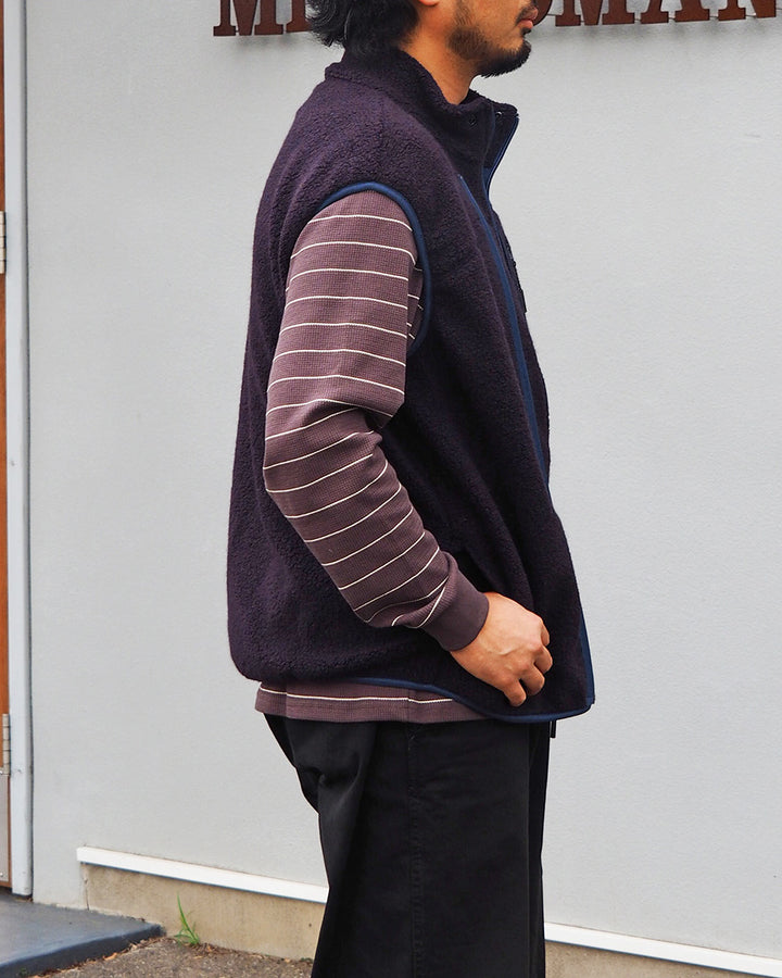 melple メイプル Marced Wool Vest Navy Brown
