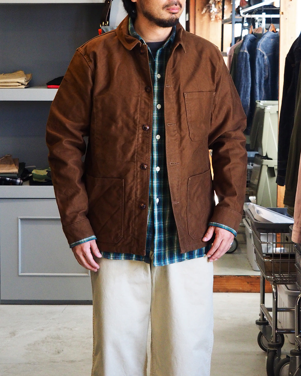 FOB factory エフオービーファクトリー F2373 FRENCH MOLESKIN JACKET Brown