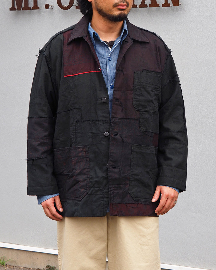 Mr.OLDMAN×redad ミスターオールドマン×レダッド Bandana Patchwork Coverall Black Over Dye A