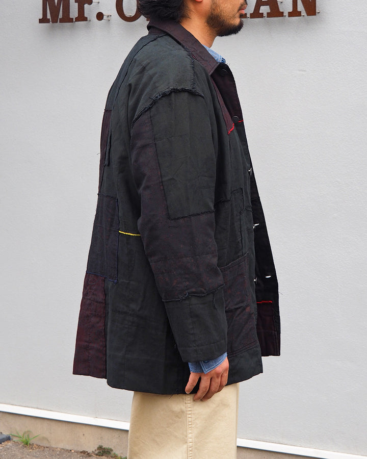 Mr.OLDMAN×redad ミスターオールドマン×レダッド Bandana Patchwork Coverall Black Over Dye A