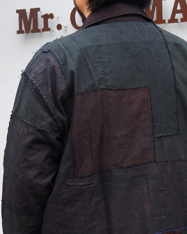 Mr.OLDMAN×redad ミスターオールドマン×レダッド Bandana Patchwork Coverall Black Over Dye A