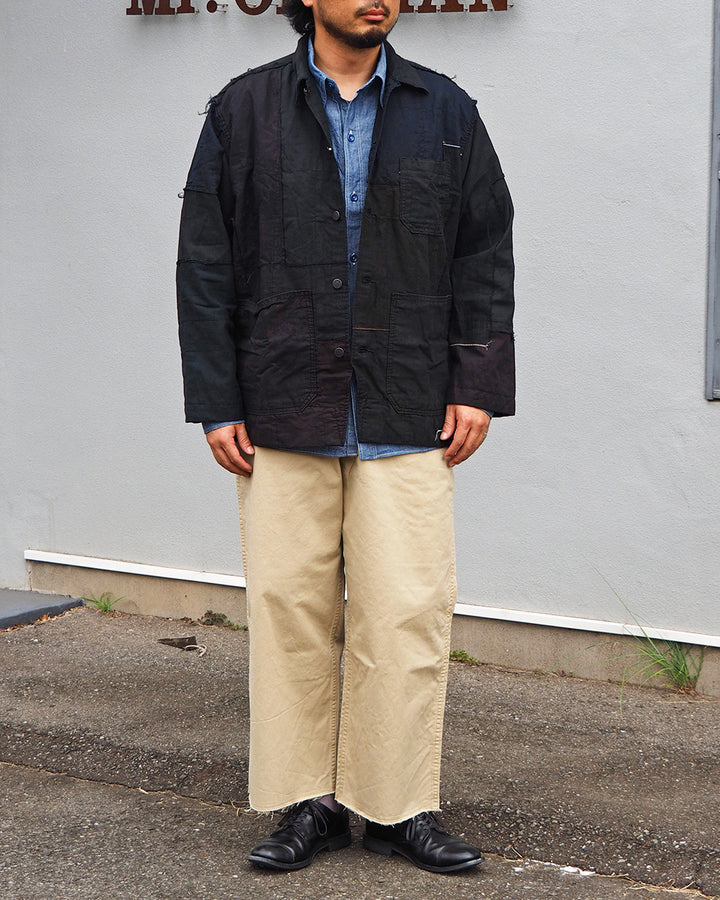 Mr.OLDMAN×redad ミスターオールドマン×レダッド Bandana Patchwork Coverall Black Over Dye B