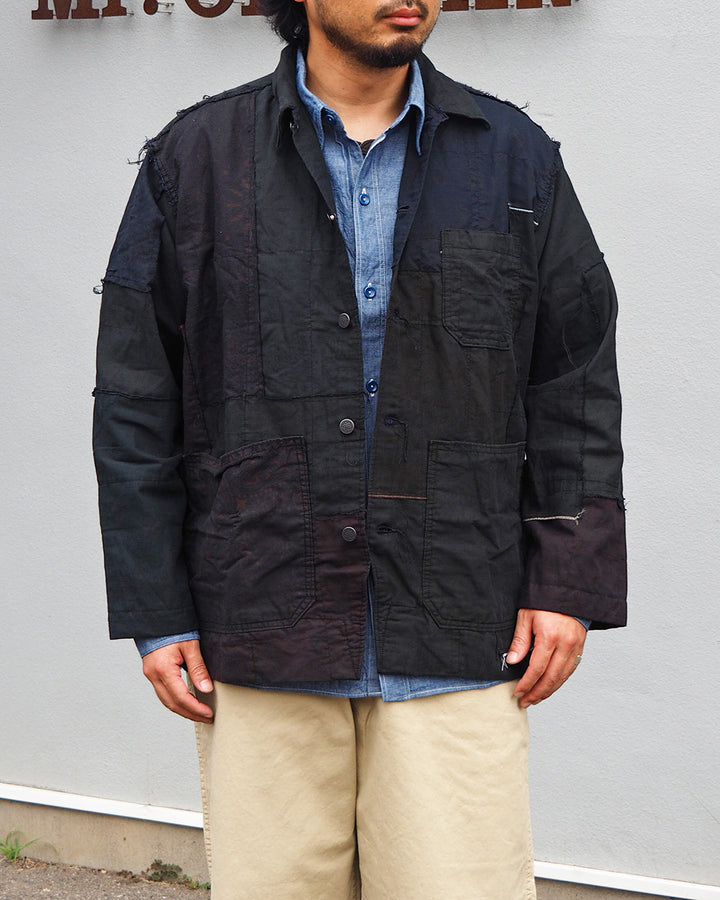 Mr.OLDMAN×redad ミスターオールドマン×レダッド Bandana Patchwork Coverall Black Over Dye B